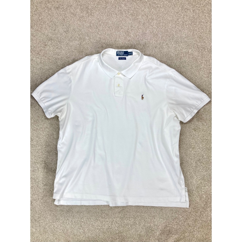 Polo Ralph Lauren Polo Shirt Mens XXL White Cotton Classic Pony Logo Old Money - Picture 2 of 10